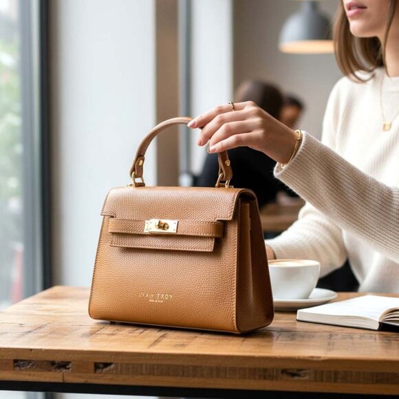 Naya Cognac Italian Leather Handbag for Women – Luxury Designer Shoulder - Picture 1 of 9